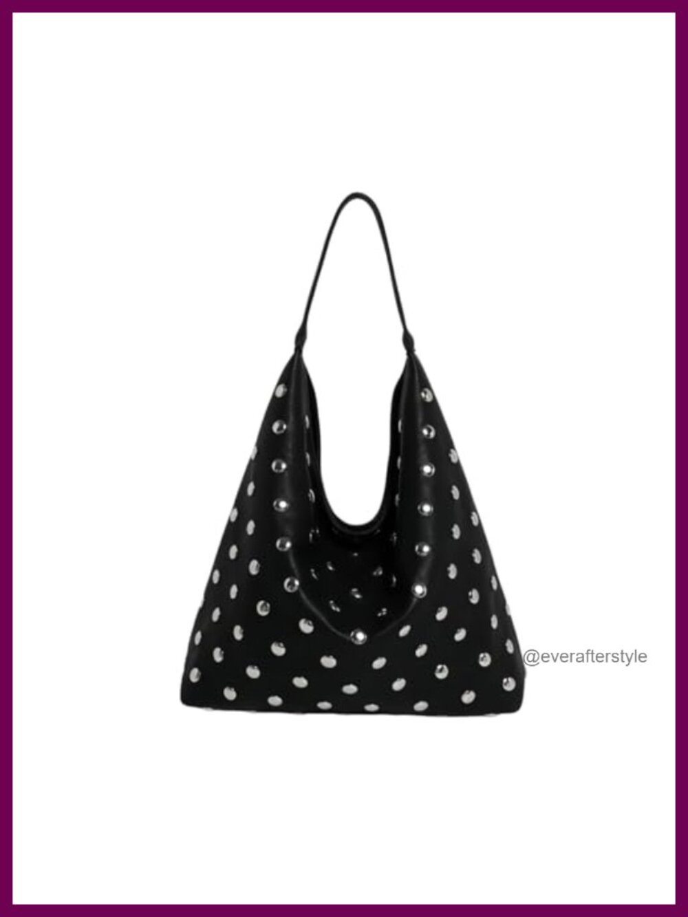 Vegan Leather Studded Hobo Bag Soft Slouchy Y2K Punk Shoulder Purse